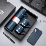 Steel Vacuum Flask Set with 3 Steel Cups Combo-500ml Double-Layer Stainless Steel - Teal